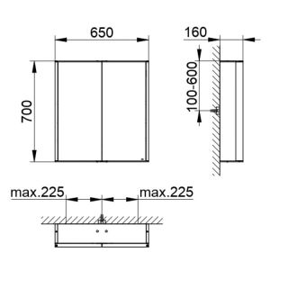 Зеркальный шкаф для ванны Keuco Royal Match 12801171301 65 см